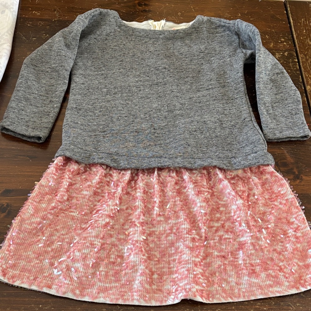 Crewcuts Gray Pink Sequins Dress-7